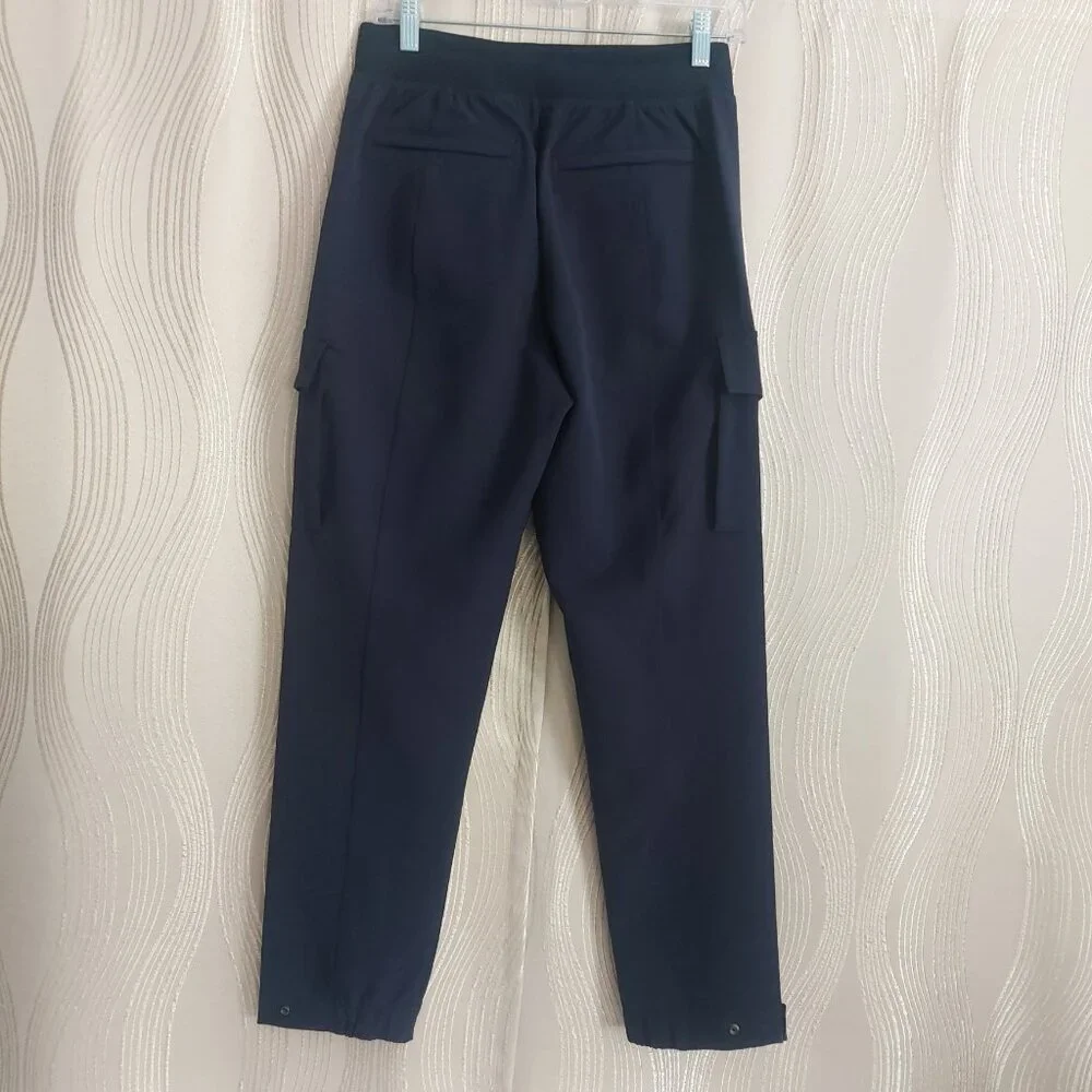 Athleta High Rise Cargo Pants 4 Navy Blue Travel Work Wrinkle Free NEW Pockets - Picture 8 of 12